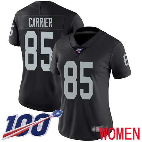 Oakland Raiders Limited Black Women Derek Carrier Home Jersey NFL Football #85 100th Season Vapor Jersey